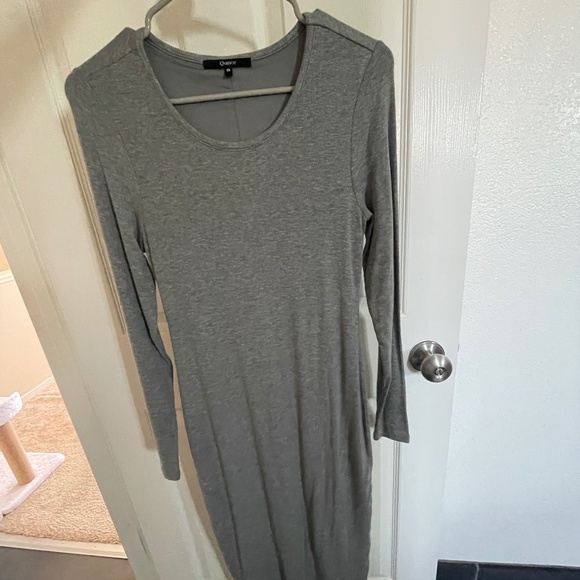 Quince Tencel Rib Knit Long Sleeve Dress - S - Light Grey - Picture 1 of 7